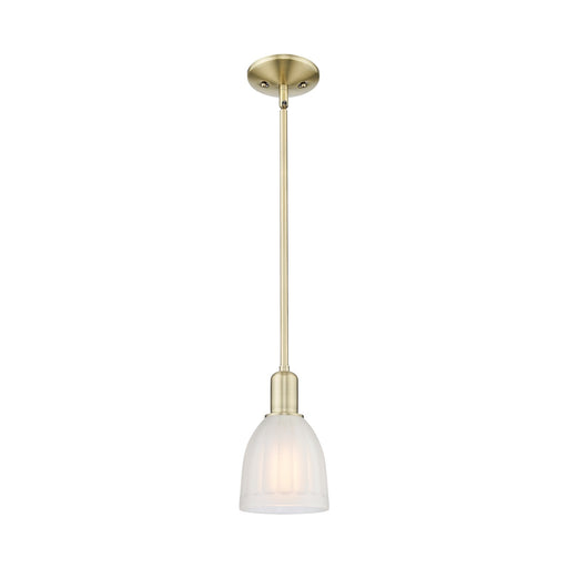 Innovations Brookfield 6in 1-Light Mini Pendant | Industrial Antique Brass and White Frosted Ribbed Glass | Kitchen Island & Dining | Model 716-1S-AB-G441