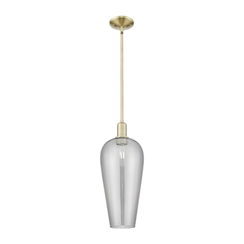 Innovations Chelsea 1Lt 8" Stem Mini Pendant, AB/Smoke - 716-1S-AB-G456-8SM