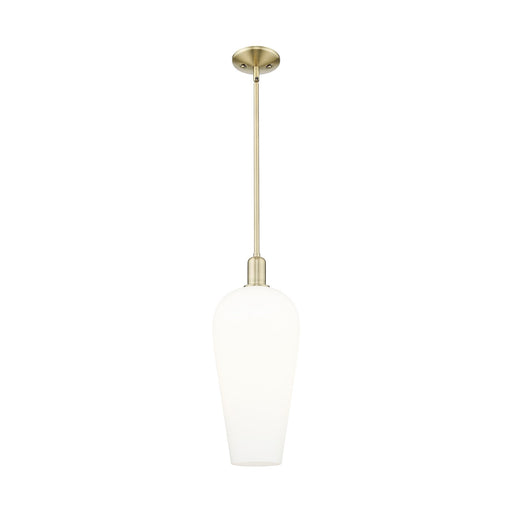 Innovations Chelsea 8in 1-Light Mini Pendant | Industrial Antique Brass and White Glass | Kitchen Island & Dining Room | 8 x 8 | Model 716-1S-AB-G456-8WH