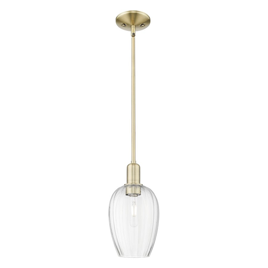 Innovations Preston 1Lt 6" Flute Stem Mini Pendant, AB/CL - 716-1S-AB-G457-6CL