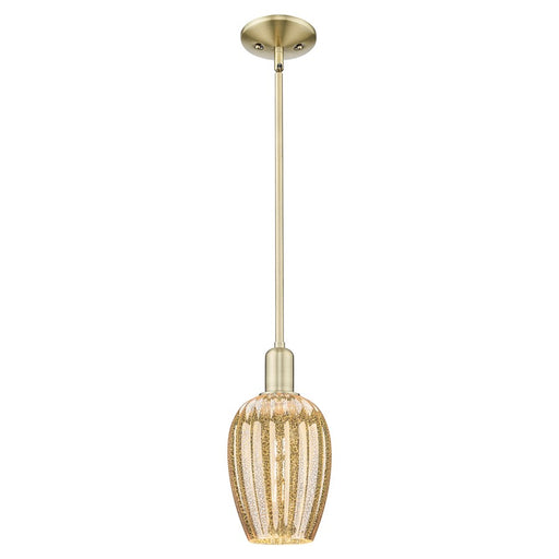 Innovations Preston 1Lt 6" Flute Stem Mini Pendant, AB/MC - 716-1S-AB-G457-6ME