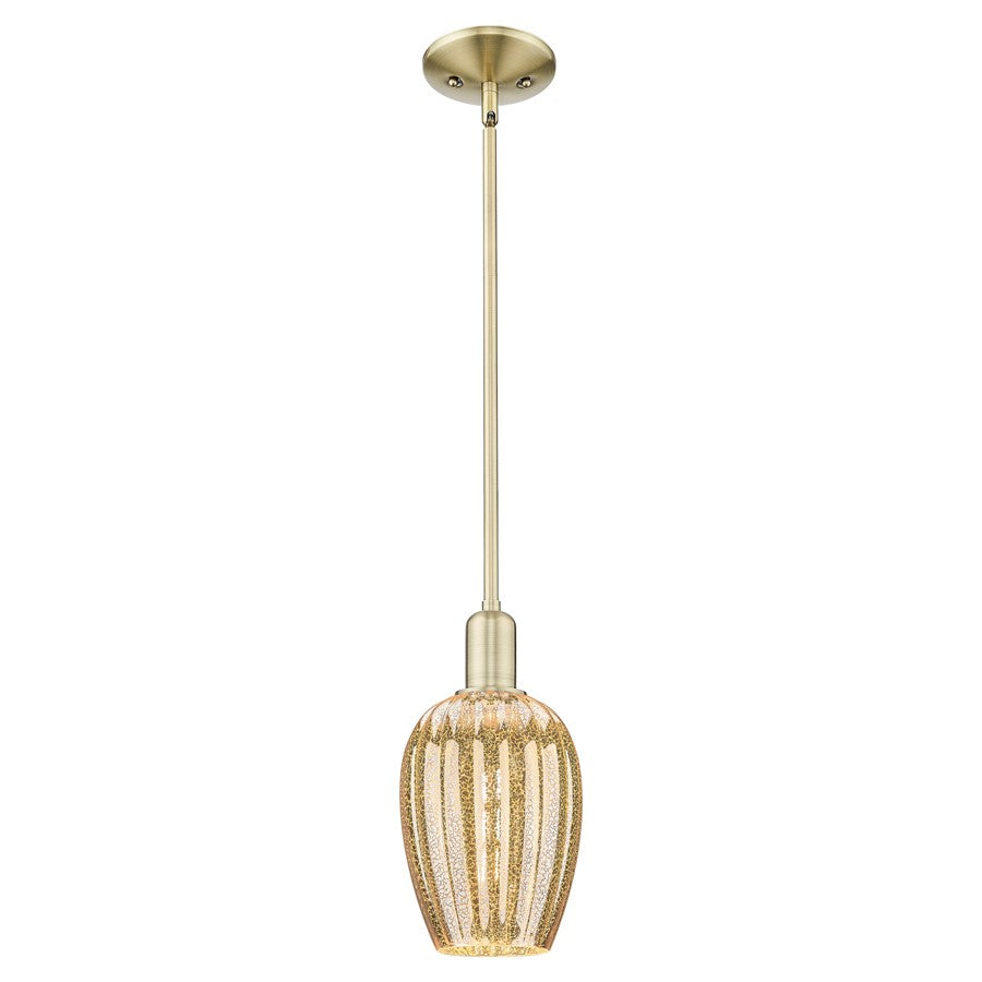 Innovations Preston 1Lt 6" Flute Stem Mini Pendant, AB/MC - 716-1S-AB-G457-6ME