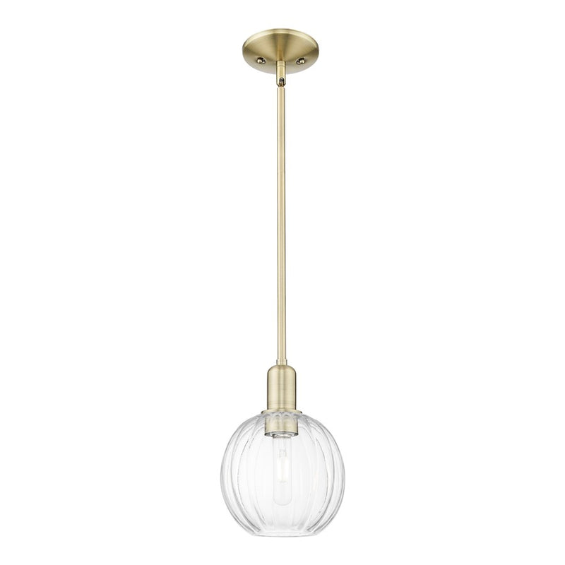 Innovations Preston 1Lt 7" Globe Stem Mini Pendant, AB/CL - 716-1S-AB-G458-7CL