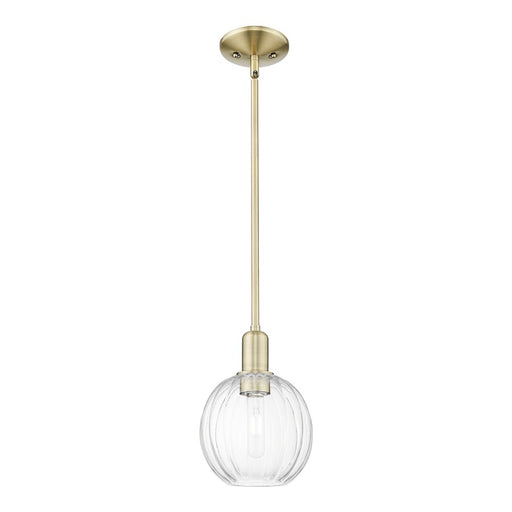 Innovations Preston 1Lt 7" Globe Stem Mini Pendant, AB/CL - 716-1S-AB-G458-7CL