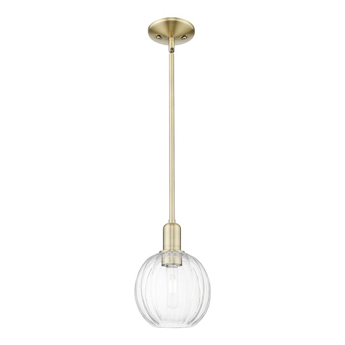 Innovations Preston 1Lt 7" Globe Stem Mini Pendant, AB/CL - 716-1S-AB-G458-7CL