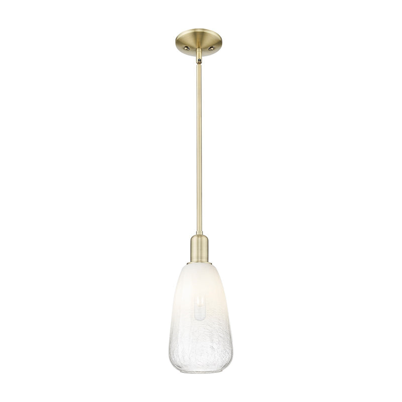 Innovations Brookhaven Almond 6in 1-Light Mini Pendant | Industrial Antique Brass Steel and Opal Glass | Kitchen Island & | Model 716-1S-AB-G480-6OP