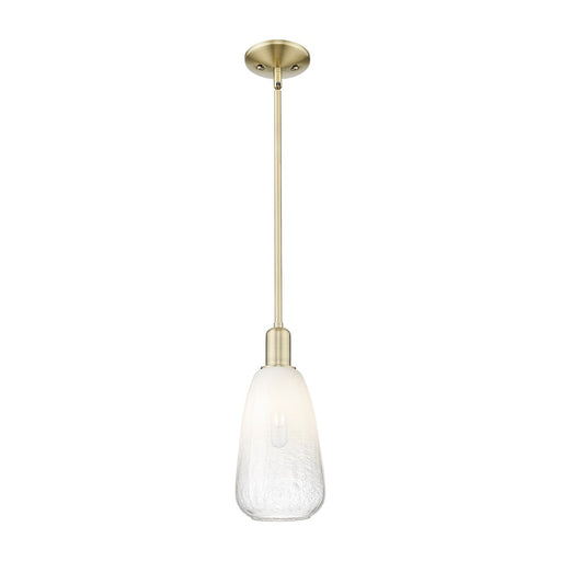 Innovations Brookhaven Almond 6in 1-Light Mini Pendant | Industrial Antique Brass Steel and Opal Glass | Kitchen Island & | Model 716-1S-AB-G480-6OP