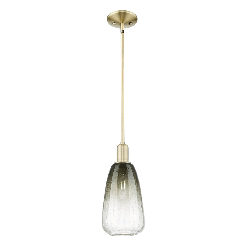 Innovations Brookhaven Almond 6in 1-Light Mini Pendant | Industrial Antique Brass Steel and Slate Glass | Kitchen Island & | Model 716-1S-AB-G480-6SL