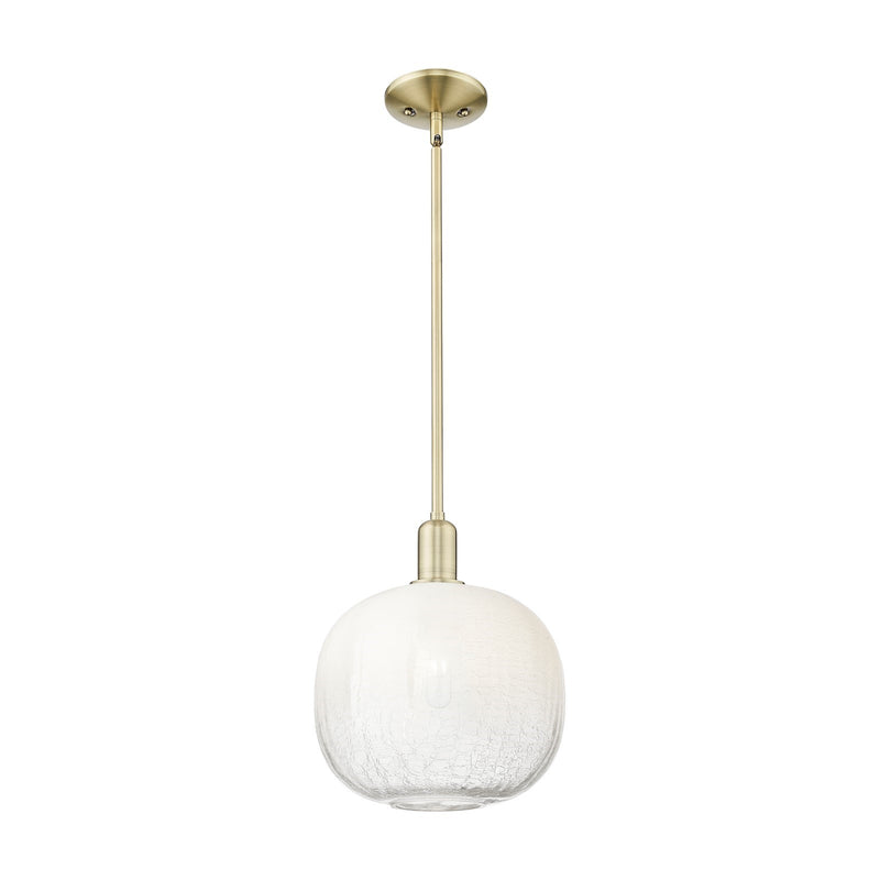 Innovations Brookhaven Sphere 10.5in 1-Light Mini Pendant | Industrial Antique Brass Steel and Opal Glass | Kitchen Island & | Model 716-1S-AB-G481-10OP