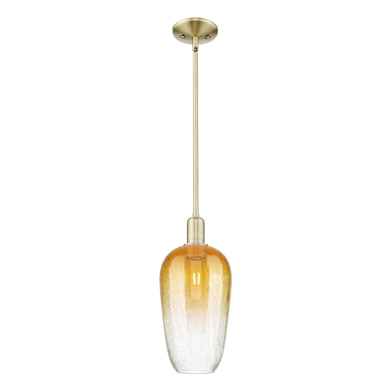 Innovations Brookhaven Flute 7in 1-Light Mini Pendant | Industrial Antique Brass and Amber Glass | Kitchen Island & Dining Room | Model 716-1S-AB-G484-7AM