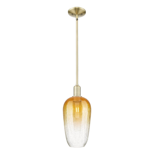 Innovations Brookhaven Flute 7in 1-Light Mini Pendant | Industrial Antique Brass and Amber Glass | Kitchen Island & Dining Room | Model 716-1S-AB-G484-7AM