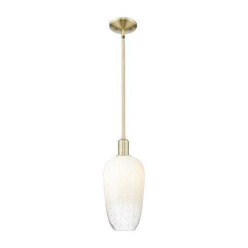 Innovations Brookhaven Flute 7in 1-Light Mini Pendant | Industrial Antique Brass Steel and Opal Glass | Kitchen Island & Dining | Model 716-1S-AB-G484-7OP
