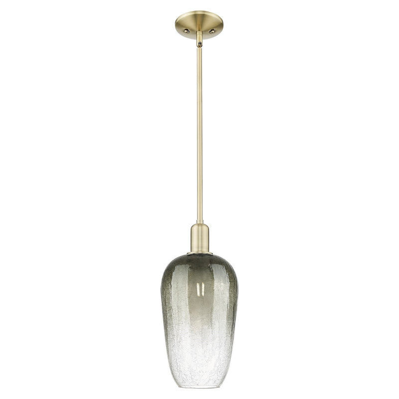 Innovations Brookhaven Flute 7in 1-Light Mini Pendant | Industrial Antique Brass and Slate Glass | Kitchen Island & Dining Room | Model 716-1S-AB-G484-7SL