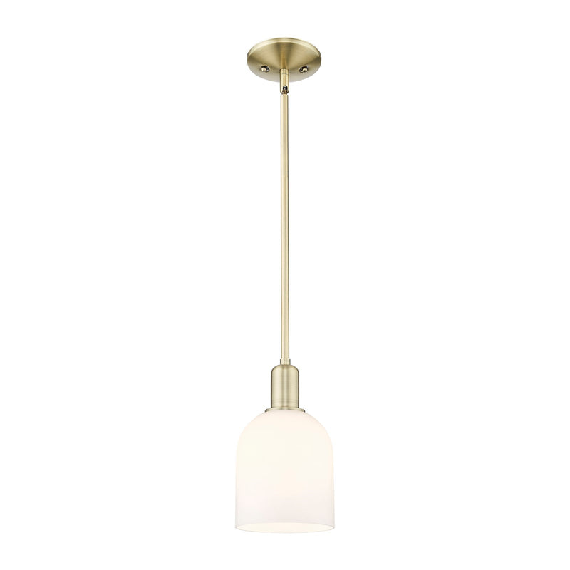 Innovations Bella 6in 1-Light Mini Pendant | Industrial Antique Brass and White Glass | Kitchen Island & Dining Room | 5.5 x | Model 716-1S-AB-G558-6GWH