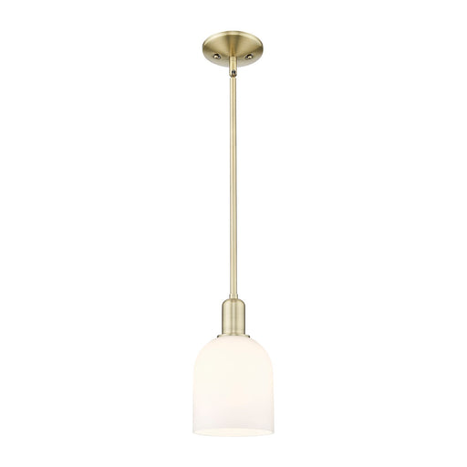 Innovations Bella 6in 1-Light Mini Pendant | Industrial Antique Brass and White Glass | Kitchen Island & Dining Room | 5.5 x | Model 716-1S-AB-G558-6GWH