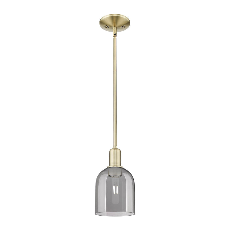 Innovations Bella 6in 1-Light Mini Pendant | Industrial Antique Brass Steel and Light Smoke Glass | Kitchen Island & Dining | Model 716-1S-AB-G558-6SM