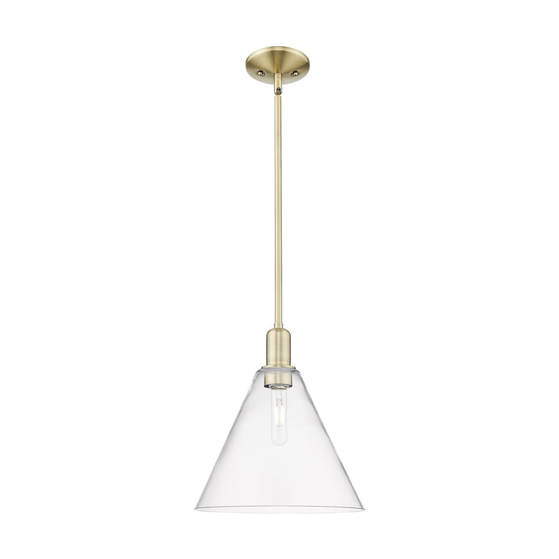 Innovations Berkshire Glass 12in 1-Light Mini Pendant | Industrial Antique Brass and Clear Glass | Kitchen Island & Dining Room | Model 716-1S-AB-GBC-122