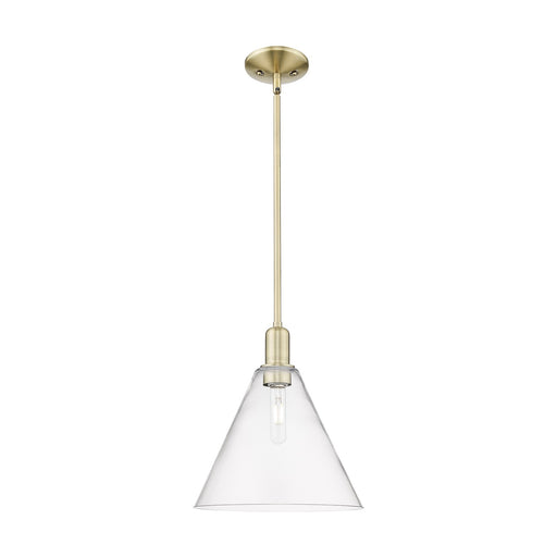 Innovations Berkshire Glass 12in 1-Light Mini Pendant | Industrial Antique Brass and Clear Glass | Kitchen Island & Dining Room | Model 716-1S-AB-GBC-122