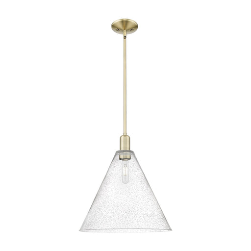 Innovations Berkshire Glass 16in 1-Light Mini Pendant | Industrial Antique Brass Steel and Seedy Glass | Kitchen Island & Dining | Model 716-1S-AB-GBC-164
