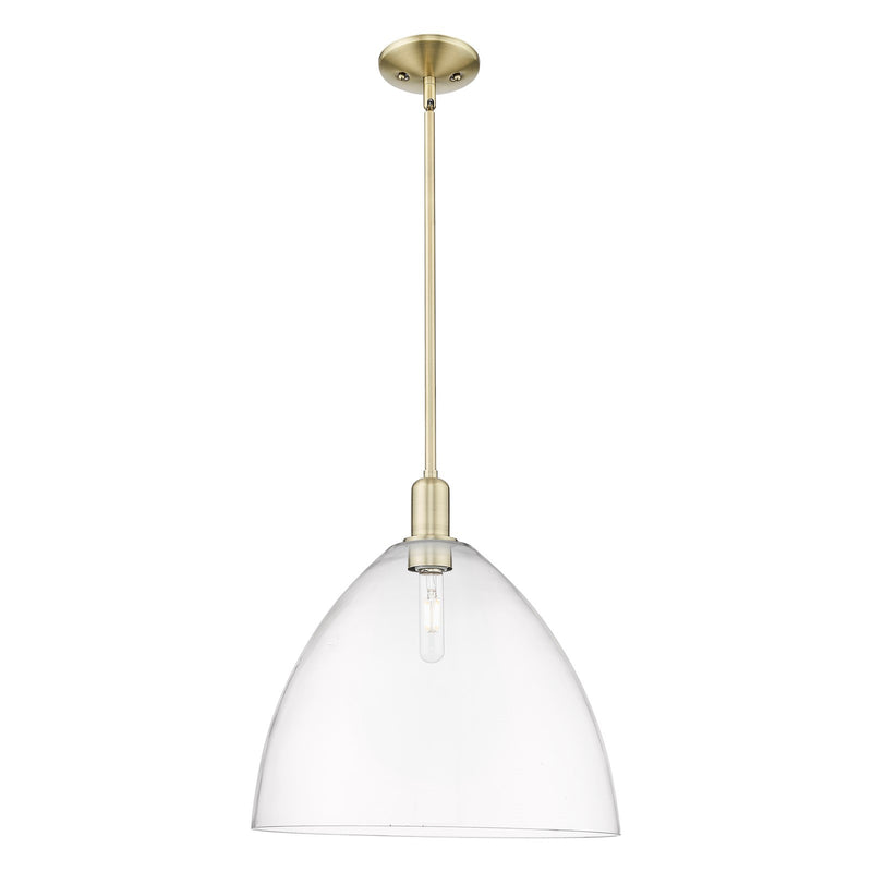 Innovations Bristol 16in 1-Light Mini Pendant | Industrial Antique Brass and Clear Glass | Kitchen Island & Dining Room | 16 x | Model 716-1S-AB-GBD-162