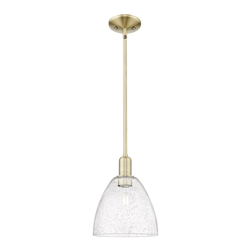 Innovations Bristol 9in 1-Light Mini Pendant | Industrial Antique Brass and Seedy Glass | Kitchen Island & Dining Room | 9 x 9 x | Model 716-1S-AB-GBD-94