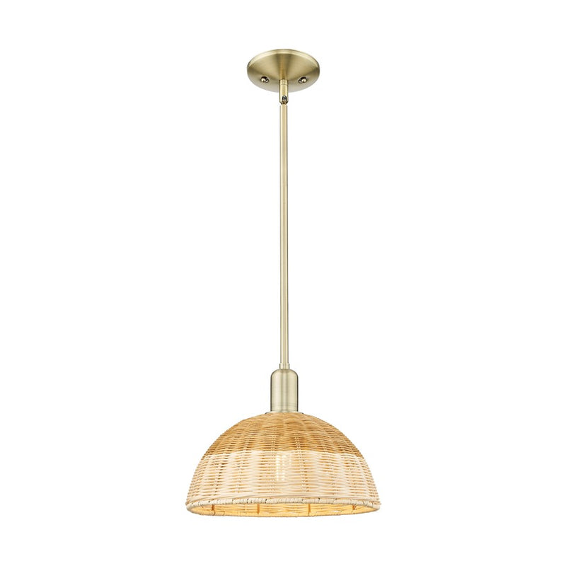 Innovations NB Dome 1Lt Stem Mini Pendant/12" AB/NF - 716-1S-AB-NBD2-12-NAT
