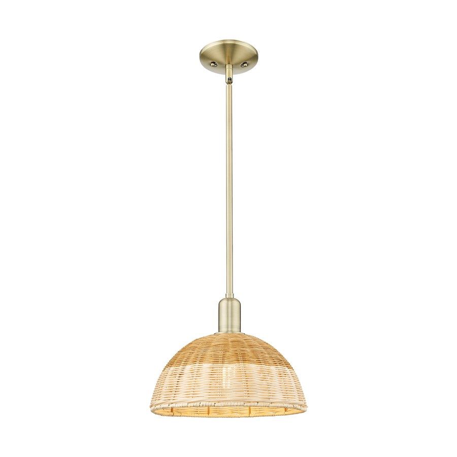 Innovations NB Dome 1Lt Stem Mini Pendant/12" AB/NF - 716-1S-AB-NBD2-12-NAT