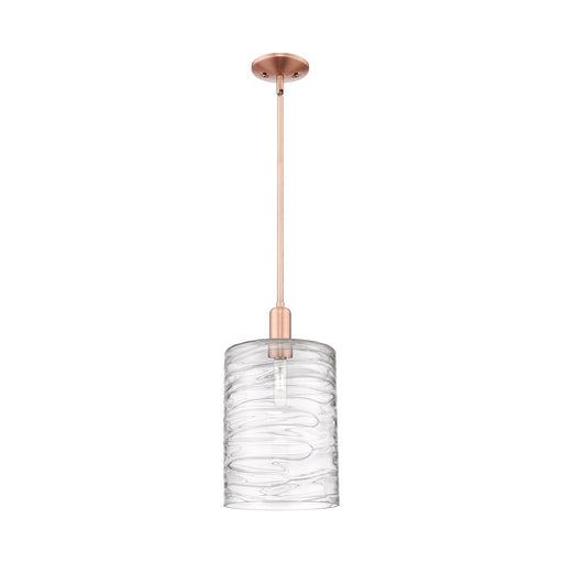 Innovations Cobbleskill 9in 1-Light Mini Pendant | Industrial Antique Copper Steel and Deco Swirl Glass | Kitchen Island | 9 x 9 | Model 716-1S-AC-G1113-L