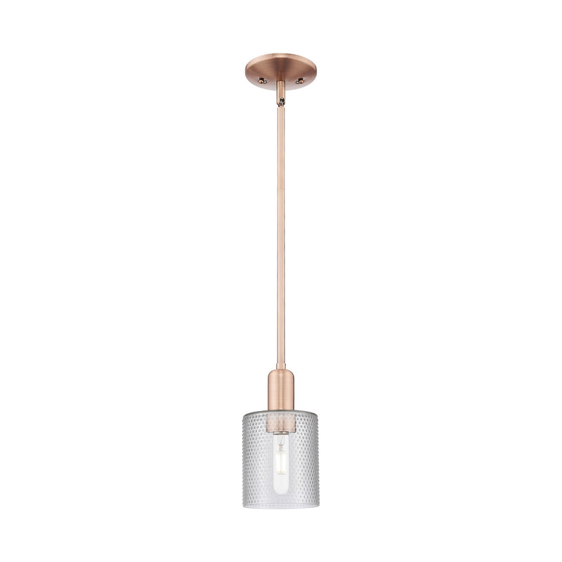 Innovations Cobbleskill 5in 1-Light Mini Pendant | Industrial Antique Copper and Clear Glass | Kitchen Island & Dining Room | 5 x 5 | Model 716-1S-AC-G112