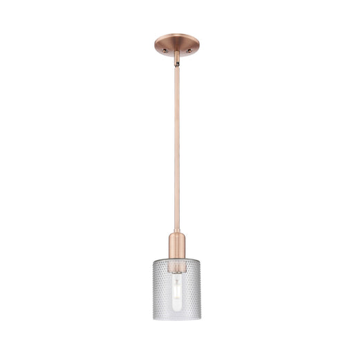 Innovations Cobbleskill 5in 1-Light Mini Pendant | Industrial Antique Copper and Clear Glass | Kitchen Island & Dining Room | 5 x 5 | Model 716-1S-AC-G112