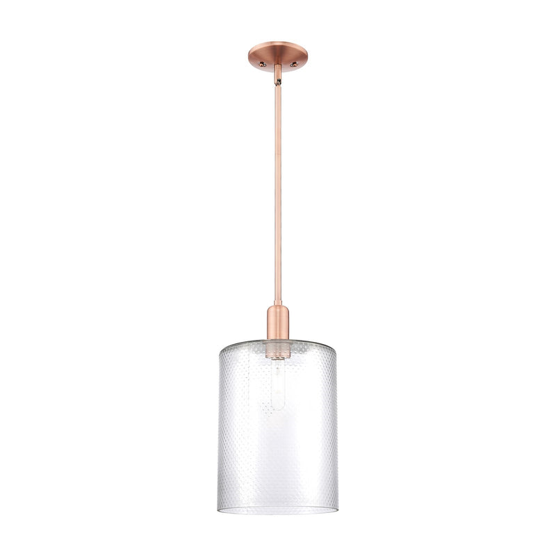 Innovations Cobbleskill 9in 1-Light Mini Pendant | Industrial Antique Copper Steel and Clear Glass | Kitchen Island & Dining Room | Model 716-1S-AC-G112-L