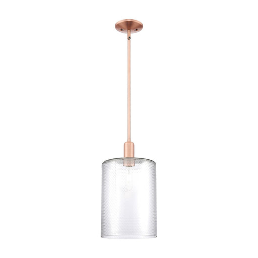 Innovations Cobbleskill 9in 1-Light Mini Pendant | Industrial Antique Copper Steel and Clear Glass | Kitchen Island & Dining Room | Model 716-1S-AC-G112-L