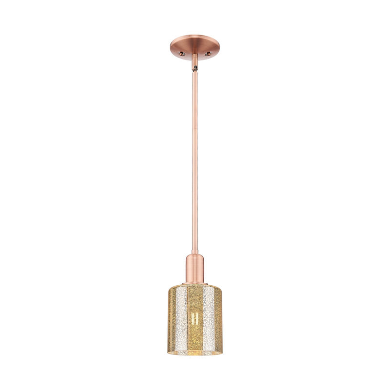 Innovations Cobbleskill 5in 1-Light Mini Pendant | Industrial Antique Copper Steel and Mercury Glass | Kitchen Island & Dining Room | Model 716-1S-AC-G116