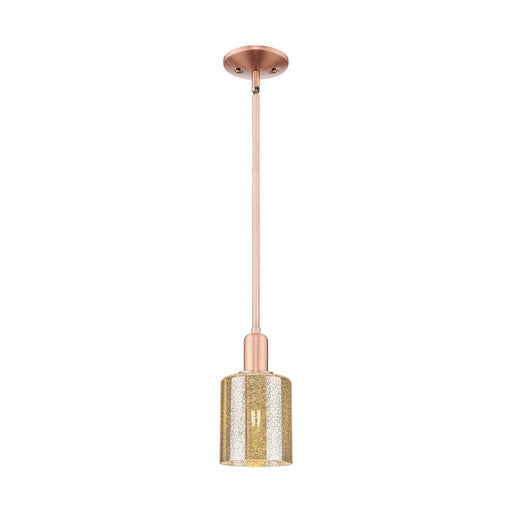 Innovations Cobbleskill 5in 1-Light Mini Pendant | Industrial Antique Copper Steel and Mercury Glass | Kitchen Island & Dining Room | Model 716-1S-AC-G116
