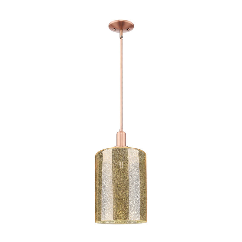 Innovations Cobbleskill 9in 1-Light Mini Pendant | Industrial Antique Copper Steel and Mercury Glass | Kitchen Island & Dining | Model 716-1S-AC-G116-L