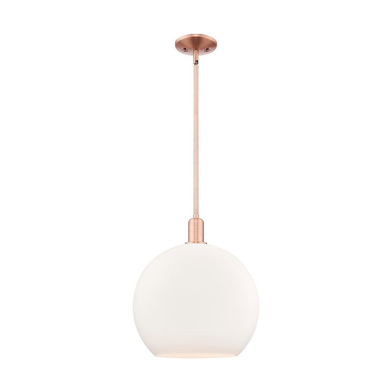 Innovations Athens 14in 1-Light Mini Pendant | Industrial Antique Copper Steel and Matte White Glass | Kitchen Island & Dining | Model 716-1S-AC-G121-14
