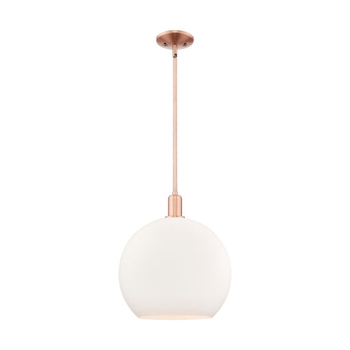 Innovations Athens 14in 1-Light Mini Pendant | Industrial Antique Copper Steel and Matte White Glass | Kitchen Island & Dining | Model 716-1S-AC-G121-14