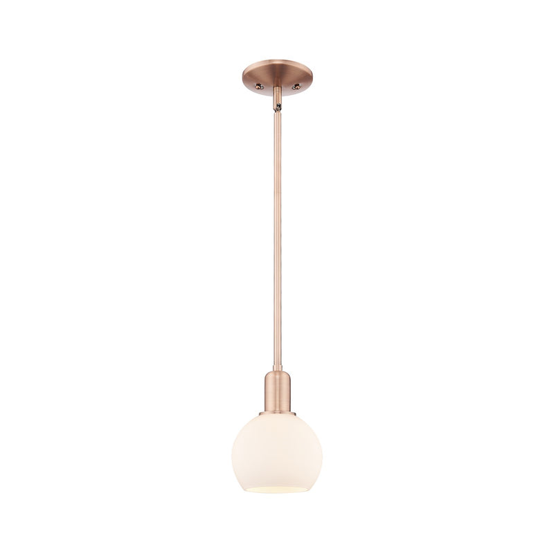 Innovations Athens 6in 1-Light Mini Pendant | Industrial Antique Copper Steel and Matte White Glass | Kitchen Island & Dining | Model 716-1S-AC-G121-6