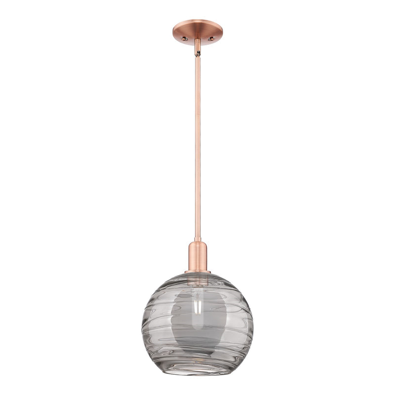 Innovations Athens Deco Swirl 10in 1-Light Mini Pendant | Industrial Antique Copper and Clear Glass | Kitchen Island & Dining | Model 716-1S-AC-G1213-10CL