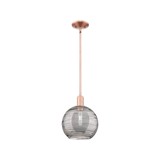Innovations Athens Deco Swirl 10in 1-Light Mini Pendant | Industrial Antique Copper Steel and Light Smoke Glass | Kitchen | Model 716-1S-AC-G1213-10SM