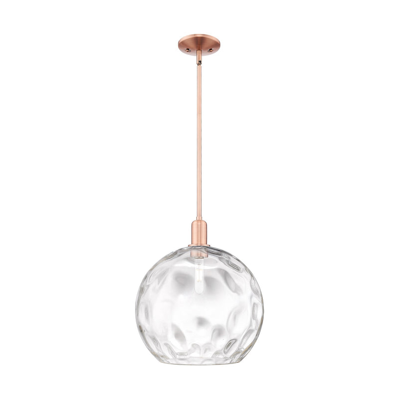 Innovations Athens Water Glass 13in 1-Light Mini Pendant | Industrial Antique Copper and Clear Glass | Kitchen Island & Dining | Model 716-1S-AC-G1215-14