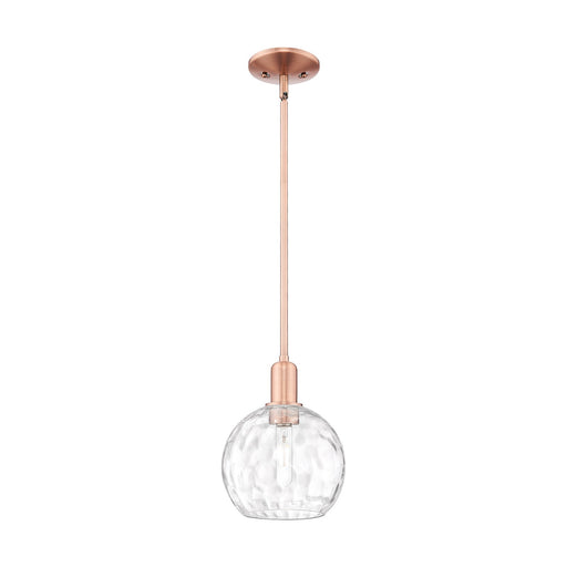 Innovations Athens Water Glass 8in 1-Light Mini Pendant | Industrial Antique Copper and Clear Water Glass | Kitchen Island & | Model 716-1S-AC-G1215-8
