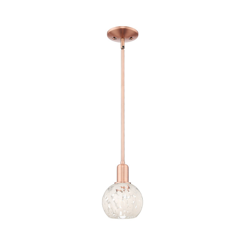 Innovations Lighting White Mouchette 6in 1-Light Mini Pendant | Industrial Antique Copper Steel and White Glass | Kitchen | Model 716-1S-AC-G1216-6WM