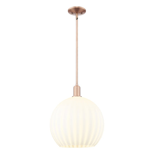 Innovations Lighting Arcadia 14in 1-Light Mini Pendant | Industrial Antique Copper and White Venetian Glass | Kitchen Island | Model 716-1S-AC-G1217-14WV