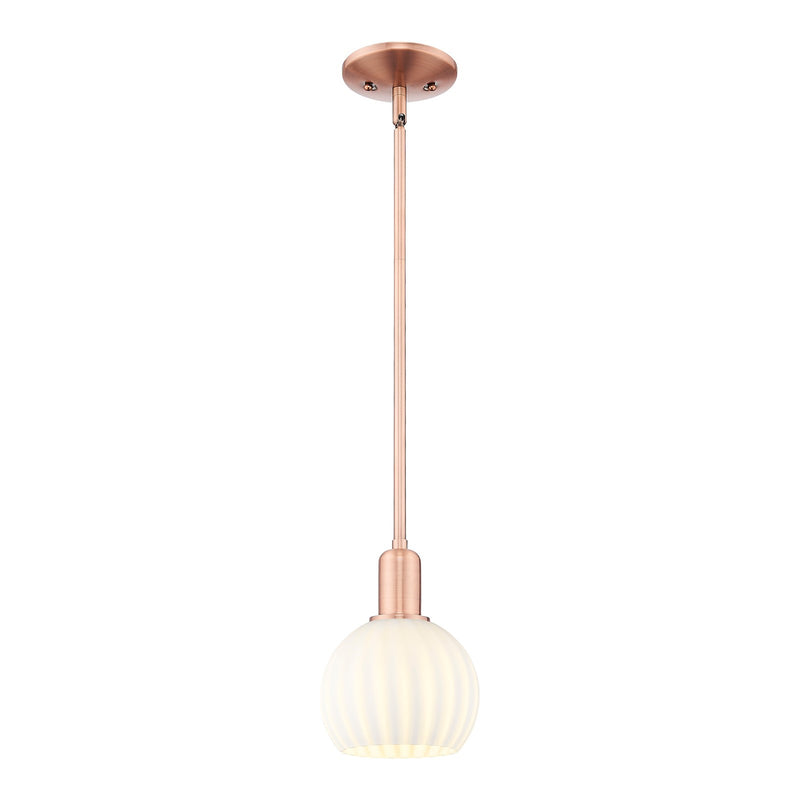 Innovations Lighting Arcadia 6in 1-Light Mini Pendant | Industrial Antique Copper and White Venetian Glass | Kitchen Island & | Model 716-1S-AC-G1217-6WV