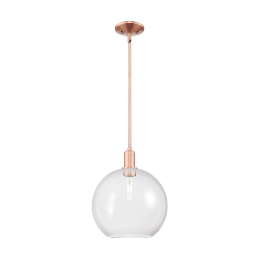 Innovations Athens 12in 1-Light Mini Pendant | Industrial Antique Copper Steel and Clear Glass | Kitchen Island & Dining Room | Model 716-1S-AC-G122-12