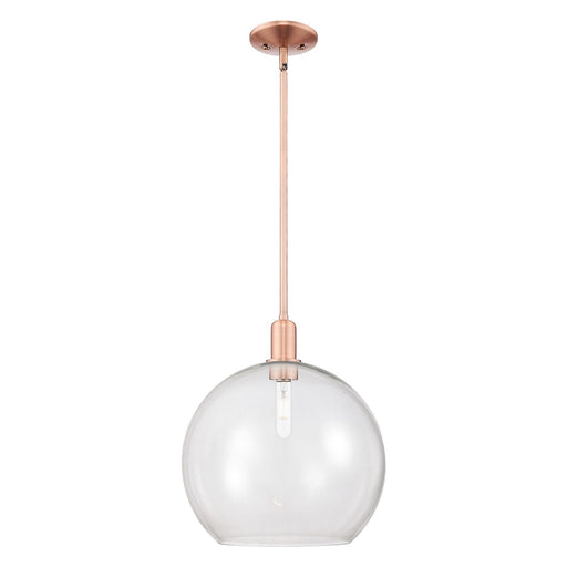 Innovations Athens 14in 1-Light Mini Pendant | Industrial Antique Copper Steel and Clear Glass | Kitchen Island & Dining Room | Model 716-1S-AC-G122-14