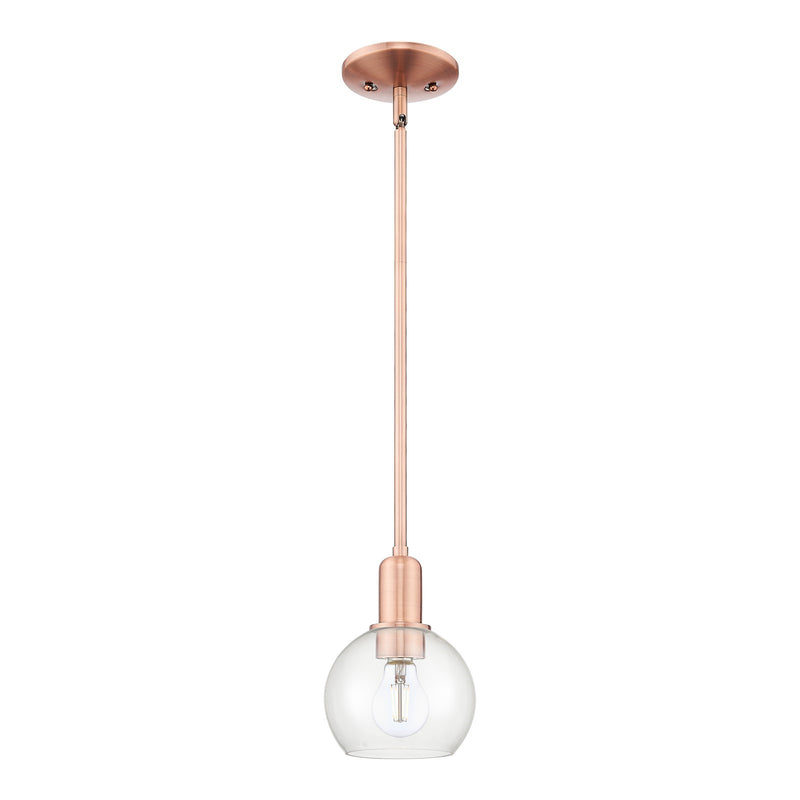 Innovations Athens 6in 1-Light Mini Pendant | Industrial Antique Copper Steel and Clear Glass | Kitchen Island & Dining Room | Model 716-1S-AC-G122-6