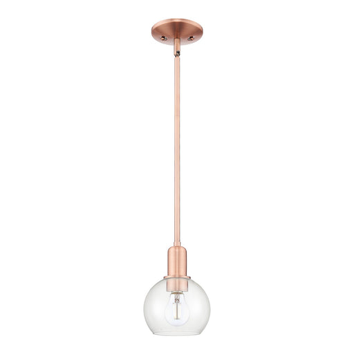 Innovations Athens 6in 1-Light Mini Pendant | Industrial Antique Copper Steel and Clear Glass | Kitchen Island & Dining Room | Model 716-1S-AC-G122-6