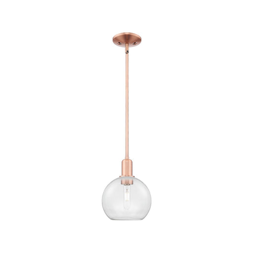 Innovations Athens 8in 1-Light Mini Pendant | Industrial Antique Copper Steel and Clear Glass | Kitchen Island & Dining Room | 8 | Model 716-1S-AC-G122-8
